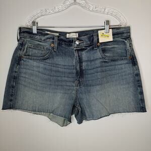 Universal Threads Women’s 90s Baggy Jean Shorts Size 14 Blue Button Fly Cut Off